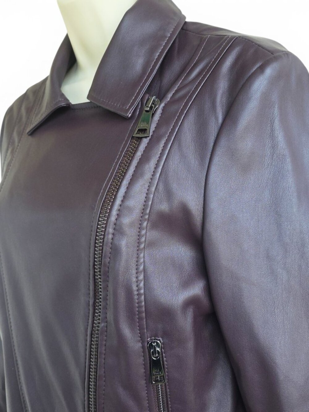 Ted Baker London Pipiy Faux Leather Biker Jacket in dark purple - Picture 9 of 15
